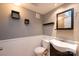 Basement bathroom with toilet and vanity at 5241 Whitewater Dr, Hickory, NC 28601