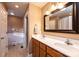 Bathroom with double vanity and a large mirror at 5241 Whitewater Dr, Hickory, NC 28601