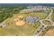 Aerial view showing community parks, baseball fields, and a pond at 6141 Russo Ct, Lancaster, SC 29720