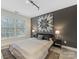 Main bedroom with dark-gray accent wall and a comfy bed at 616 N Oak Dr, Huntersville, NC 28078