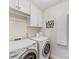 Laundry room with washer, dryer, and white cabinets at 616 N Oak Dr, Huntersville, NC 28078