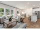 Spacious living room with a light gray sectional sofa, wooden coffee table, and hardwood floors at 841 Blue Canyon Dr, York, SC 29745