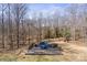 Backyard with a fenced in swimming pool nestled in a wooded lot at 888 Brevard Place Rd, Iron Station, NC 28080