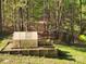 A greenhouse and chicken coop in the backyard surrounded by lush trees and greenery at 888 Brevard Place Rd, Iron Station, NC 28080