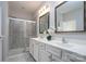 Bathroom with double vanity, large shower, and modern fixtures at 9115 Bluefield St, Charlotte, NC 28273