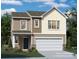 Two-story house with beige and tan siding, a two-car garage, and landscaping at 13124 Hampton Bay Ln, Charlotte, NC 28262