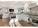 Modern kitchen with stainless steel appliances and island at 1333 Queens Rd # D4, Charlotte, NC 28207