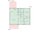 Floor plan displays a 3-bedroom, 2-bathroom house with a kitchen, living room, and deck at 203 Bud Black Rd, Crouse, NC 28033