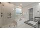 Elegant bathroom with soaking tub, walk-in shower, and double vanity at 2358 Morton St, Charlotte, NC 28208