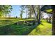 Landscaped backyard with a retaining wall and fire pit at 241 Pinecrest Ct, Taylorsville, NC 28681