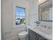 Charming bathroom with a gray vanity and shower/tub combo at 2625 Croydon Rd, Charlotte, NC 28209