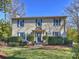 Brick home with blue shutters, landscaping, and a welcoming front porch at 2625 Croydon Rd, Charlotte, NC 28209