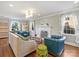 Living room with hardwood floors, built-in shelving and comfortable seating at 2625 Croydon Rd, Charlotte, NC 28209