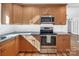 Well-lit kitchen featuring wooden cabinetry and stainless steel appliances at 3828 Chandworth Rd, Charlotte, NC 28210