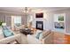 Bright living room with hardwood floors, fireplace, and comfortable seating, great for relaxation and entertaining guests at 8622 Lower Rocky River Rd, Concord, NC 28025