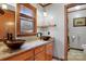 Bathroom features double sinks with granite countertop, and modern bronze faucets at 1262 Ring Tail Rd, Claremont, NC 28610