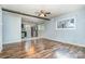 Open concept living area with wood flooring and a kitchen visible at 1876 Rollins Dr, Catawba, NC 28609