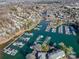 Aerial view of a community marina with numerous boats at 19906 Catamaran Ct, Cornelius, NC 28031