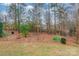 Wooded backyard with mature trees and landscaping at 2044 Chameleon Rd, York, SC 29745