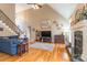 Spacious living room with hardwood floors, fireplace, and high ceilings at 2044 Chameleon Rd, York, SC 29745