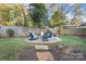 Landscaped backyard with a fire pit and seating area at 2408 Rozzelles Ferry Rd, Charlotte, NC 28208