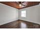 Bright bedroom with hardwood floors and wood ceiling at 400 E 27Th St, Kannapolis, NC 28083