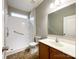 Clean bathroom with shower, toilet, and vanity at 5052 Haven Lodge Rd, Matthews, NC 28104