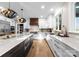 Bright kitchen boasting white cabinets, marble counters, and a large island at 12217 Pine Valley Club Dr, Charlotte, NC 28277