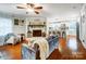 Cozy living room with fireplace and view into kitchen area at 1542 Colony Rd, Rock Hill, SC 29730