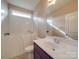 Bathroom with walk-in shower and updated vanity at 2836 Santiago Cir, Monroe, NC 28110