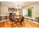 Charming dining room with hardwood floors, a bay window, and decorative wallpaper at 3196 Stonemill Path, Sherrills Ford, NC 28673