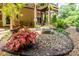 Landscaped backyard with fire pit and seating at 3196 Stonemill Path, Sherrills Ford, NC 28673