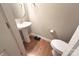 Clean, updated half bathroom with pedestal sink and toilet at 435 Battery Cir, Clover, SC 29710