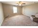 Carpeted bedroom with ceiling fan and neutral walls at 435 Battery Cir, Clover, SC 29710