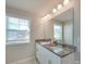 Bathroom featuring a granite double vanity and window at 574 Altamonte Dr, Clover, SC 29710