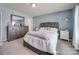 Serene bedroom with a gray upholstered bed and white nightstand at 846 Von Buren Blvd, Rock Hill, SC 29730