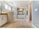 Modern bathroom with a frameless glass shower and double vanity at 102 Ellsworth Rd # 43, Mooresville, NC 28115