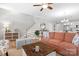 Spacious living room with orange couch and wood coffee table at 1130 Almerton Dr, Denver, NC 28037