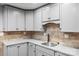 Updated kitchen with light gray cabinets and granite countertops at 69 Honeysuckle Woods, Clover, SC 29710