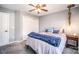 Bedroom with gray walls, carpeted floor and ceiling fan at 10111 Grimsby Ct, Huntersville, NC 28078