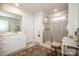 Main bathroom with double vanity and large shower at 127 Doncaster Dr, Mooresville, NC 28115