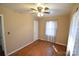 Bedroom with hardwood floors and ceiling fan at 1750 Oak Valley Dr, Gastonia, NC 28054