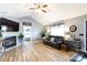 Spacious living room with a fireplace and hardwood floors at 1825 Bloomsbury Dr, Rock Hill, SC 29730