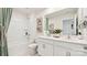 Bathroom with tub, double vanity, and hexagon tile floor at 3028 Ora Smith Rd, Lincolnton, NC 28092