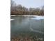 Partially frozen pond with trees in background at 414 S Yadkin Ave, Spencer, NC 28159