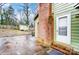 Backyard with patio, shed, and brick chimney at 4452 Huntington Dr, Gastonia, NC 28056