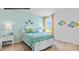 Bedroom with a double bed and teal colored bedding and decor at 453 Court House Ave, York, SC 29745