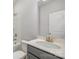 Modern bathroom with gray vanity, white countertop, and updated fixtures at 545 Shallowford Dr, Rock Hill, SC 29732