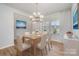 Bright dining room featuring a wooden table, white chairs, and elegant chandelier at 545 Shallowford Dr, Rock Hill, SC 29732