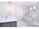 Elegant bathroom with double vanity, large shower, and tile flooring at 558 Edmunds Ln # 41, Clover, SC 29710